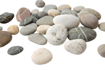 Pebble Composition: A close-up view showcasing an array of smooth, water-worn pebbles, each unique in shape, color, and texture, creating a sense of natural harmony and tranquility.