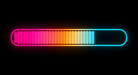 Colorful Neon Loading Bar on Transparent Background Progress Indicator
