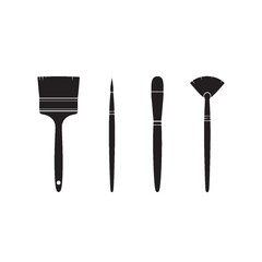 Paintbrush Silhouette – Minimalist Vector of Artistic Tool for Painting, Craft, and Design