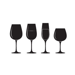 Wine Glass Silhouette – Minimalist Vector Symbol of Elegance, Celebration, and Fine Dining
