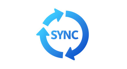Blue Arrow Circle Gradient Sync Icon on White Background
