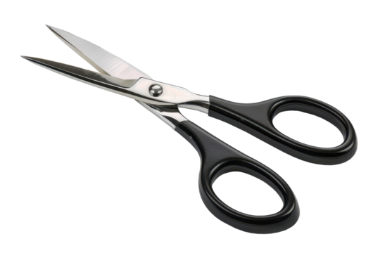 black scissors for creative cutting isolated on white or transparent png