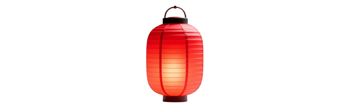 Red Paper Lantern Glow on Transparent Background, 3D Realism Design Element