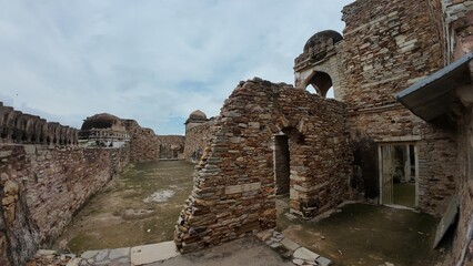Fototapeta premium Historic Architecture of Ratan Singh Palace within Chittorgarh Fort Complex Rajasthan India