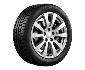 Obraz premium Silver Alloy Wheel with Transparent Background, 3D Realism Design Element
