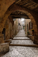 Narrow Street in Gorbio Village, Maritime Alps, France