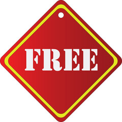 Diamond Shape Red FREE Price Tag PNG – Promotional Discount Label, Special Offer Sale Sign for Marketing and Retail