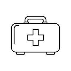First Aid Kit Line Art Vector Icon Isolated on White Background