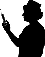 Nurse Administering Injection: Silhouette Medical Scene