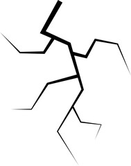 Black crack line icon, Vector in trendy outline style, Monochrome broken surface, earthquake fracture, Shattered wall, Damaged ground and split floor graphic illustration symbol.