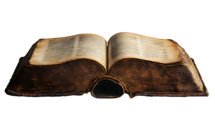 An open old book with blank pages isolated on a white background, symbolizing knowledge and learning