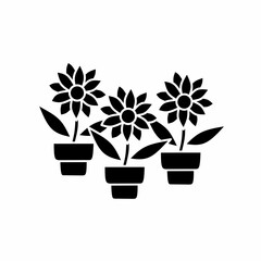 Black flower. Flower icon symbol. Flower vector, isolated on white background. Vector icon.