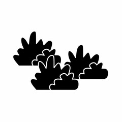 Black bush. Bush icon symbol. Bush vector, isolated on white background. Vector icon.