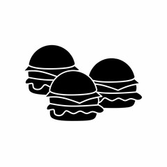 Black burger. Burger icon symbol. Burger vector, isolated on white background. Vector icon.