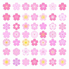ピンク色の桜の花パターンコレクション