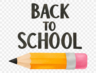 Watercolor back to school text with pencil design vector.