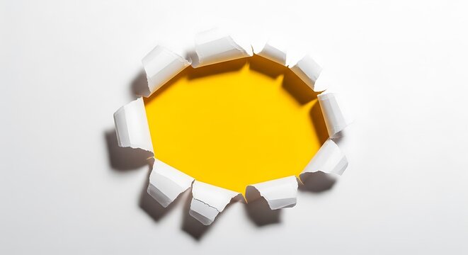 Torn paper revealing bright yellow background inside