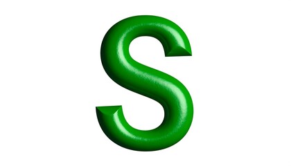 Naklejka premium Vibrant Green Letter S Isolated on White Backdrop for Graphic Design Use