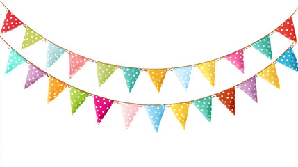 Colorful bunting flags decoration isolated on white background for party