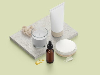 cosmetic container with cream and gel