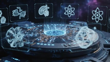 Quantum Computing Processor Interface - A futuristic, stylized close-up of a quantum computing processor interface. - Powered by Adobe