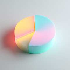 Obraz premium 3d pie chart with gradient colors on a light surface, top view