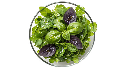 Obraz premium Fresh basil and cilantro salad isolated on transparent background