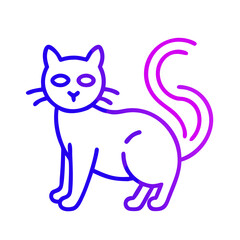 Obraz premium Outlined cat, standing, in purple gradient. 