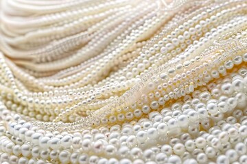 Luxury Pearl Necklaces: Elegant, Creamy White, Close-Up Texture