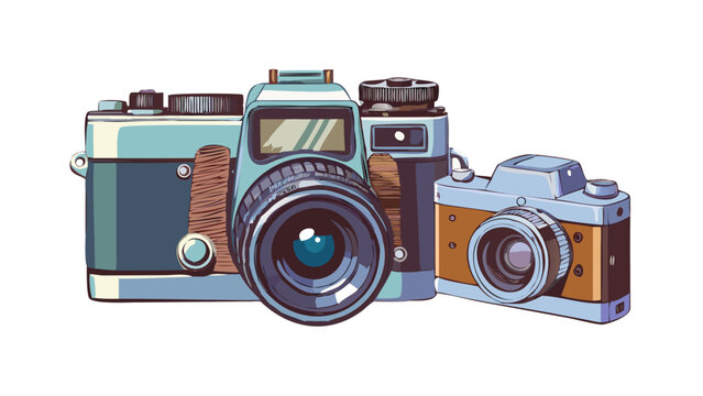 Vintage cameras, various models, side-by-side.
