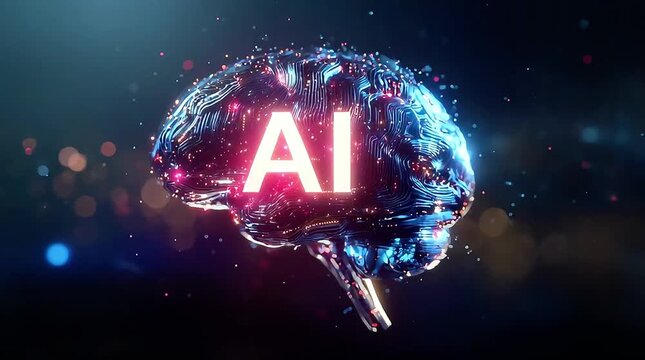 Ultra-detailed futuristic high-tech human brain made of glowing neon circuits and complex data connections - Powered by Adobe