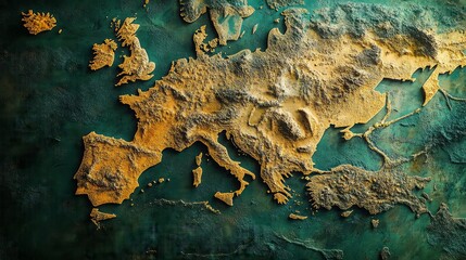 dynamic digital world map emphasize Western Europe continental for AI powered global network connectivity big data transfer cyber technology network information exchange and telecommunication conc