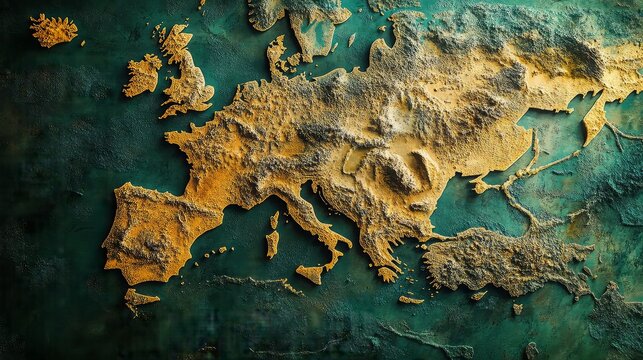 dynamic digital world map emphasize Western Europe continental for AI powered global network connectivity big data transfer cyber technology network information exchange and telecommunication conc