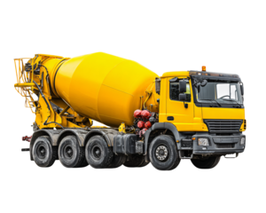 Vibrant yellow cement mixer truck ready for construction project