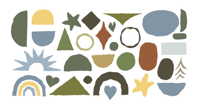 Vector abstract logo templates, icons and symbols, art prints with minimal shapes in  floral wavy ink rough hand drawn naive style, cover, packaging, branding design templates