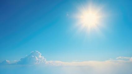 Bright sun in a clear sky with some clouds, showcasing daylight and atmospheric conditions.