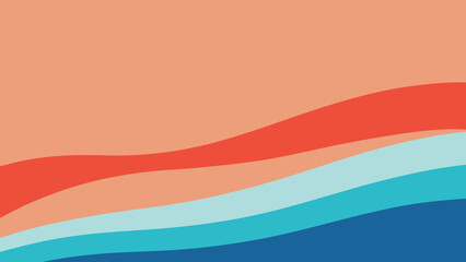 Abstract wavy lines in coral blue and peach colors on a light background border