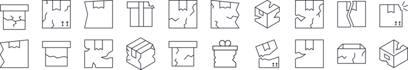 Simple Linear Icon of Broken Box. Minimalistic Linear Pictogram for Web and Graphic Design, Apps, Banners, Social Network and Cards