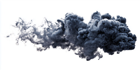 Fototapeta premium Explosion of a black cloud of smoke on a white background.