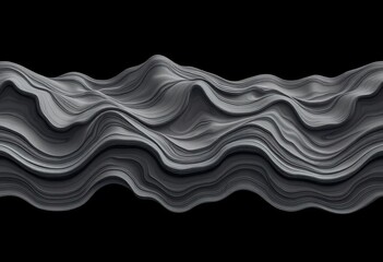 Abstract seamless vector topographic map pattern with smooth grey waves on dark background,  terrain,  dark background
