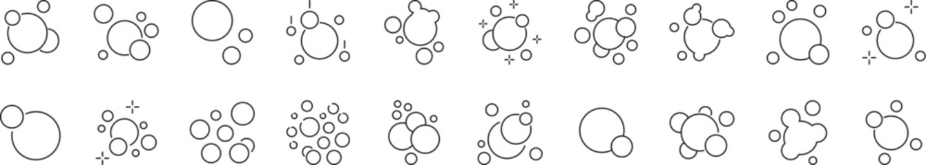 Pack of Foam Related Line Icons. Bubbles Outline Signs for Graphic and Web Design, Apps, Adverts, Various Cards