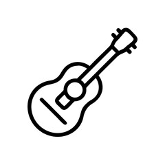 Simple black line drawing of an acoustic guitar.
