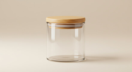 Elegant Glass Jar with Natural Wood Lid for Stylish Storage and Minimalist Decor Display Presentation, Perfect for Home Organization