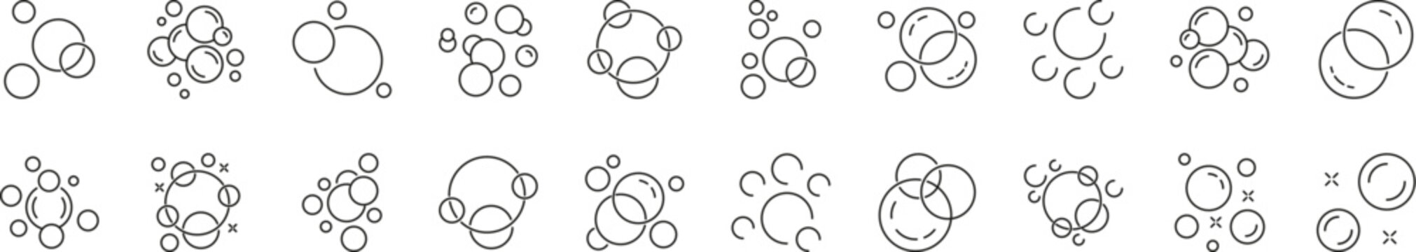 Foam Icon Pack. Contains Icons of Soap Bubbles for Graphics, Concept, Apps