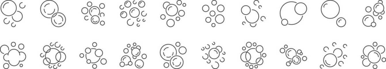 Soap Bubbles Outline Image Collection. Editable Stroke. Perfect for Graphics, Designs, Books, Adverts, Apps
