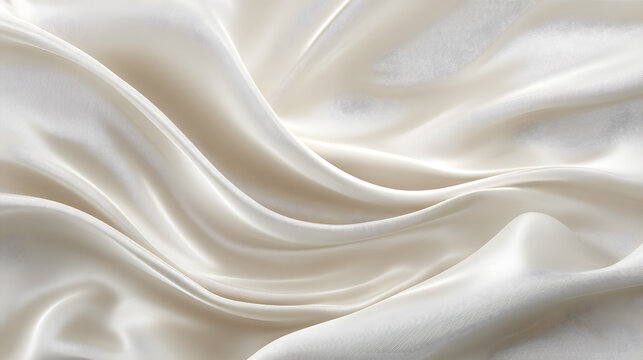 Elegant silky fabric texture in soft ivory color with flowing waves and subtle sheen for fashion designs. soft weave. Illustration