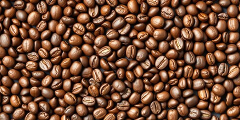 Obraz premium Coffee beans in a circular pattern, showcasing rich textures and colors, coffee, coffe