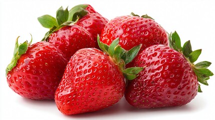 Vibrant Collection of Fresh Strawberries on White Background