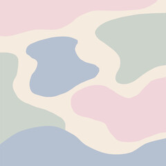a soft pastel background with organic shapes in blue pink green and beige color palette design element