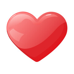 A glossy red heart, a symbol of love.
